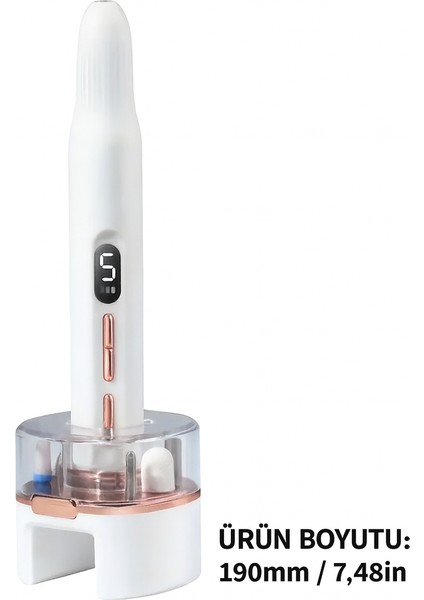 Şarjlı Manikür Pedikür Seti 5 Kademeli Hız Ayarlı, LED Ekranlı Sessiz & Güçlü 12000 Devirli