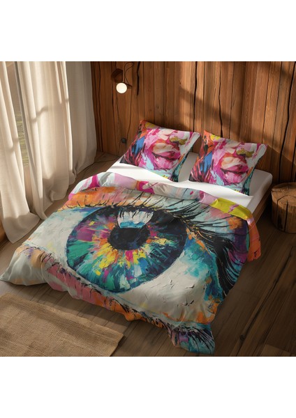 The Eye / Lips Çift Taraflı Nevresim Takımı 200 cm x 220 cm