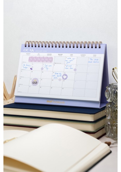 2026 Masaüstü Planlayıcı Takvim Lila modelleri