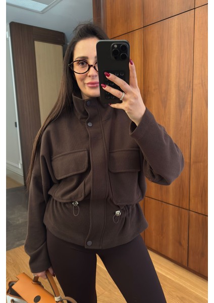 Cepli Belden Bağlamalı Fitilli Ceket- Kahverengi