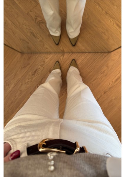 Kemerli Yeni Sezon Gabardin Jean- Ekru modelleri