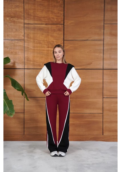 Renk Bloklu Bordo Siyah Beyaz Spor Takımı modelleri