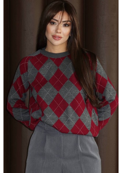 Baklava Desenli Triko Kazak