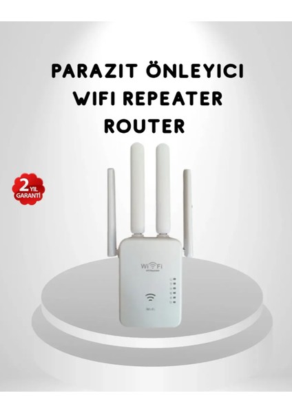 300MBPS Wifi Menzil Genişletici 4 Antenli Wpa3 Güvenlikli Priz Tipi Repeater