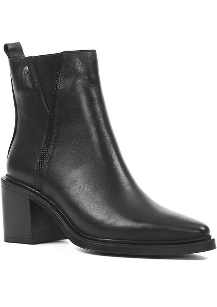 Kadın Siyah Fermuarlı Kalın Topuklu Deri Bot modelleri