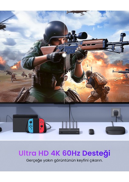 3-In-1 4K@60Hz HDMI Uzaktan Kumandalı Switch, 55857 modelleri