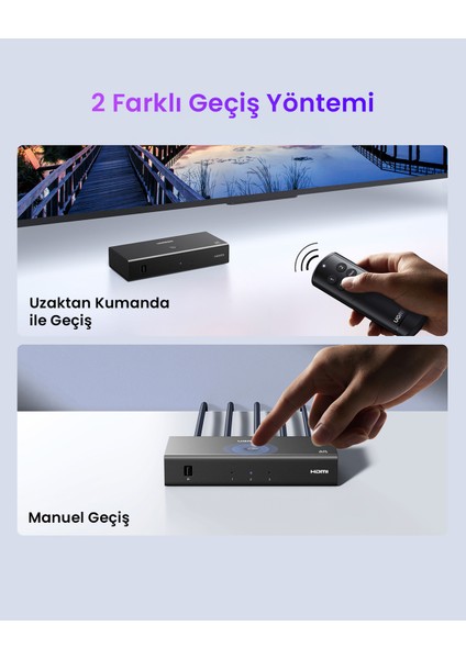 3-In-1 4K@60Hz HDMI Uzaktan Kumandalı Switch, 55857 indirimleri