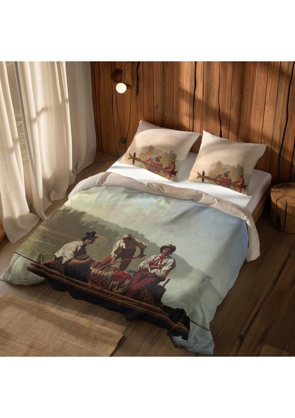 Boatmen On The Missouri / Fur Traders Descending The Missouri Nevresim Takımı 200 cm x 220 cm