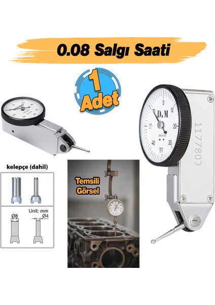 DW4KSS08 Salgı Saati 0,08 mm Hassas Sapma Ölçer Cnc Torna Freze Için Yüksek Hassasiyetli Ölçüm Cihaz