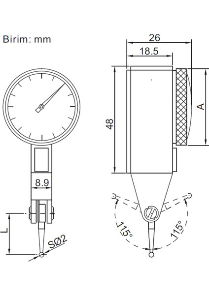 DW4KSS08 Salgı Saati 0,08 mm Hassas Sapma Ölçer Cnc Torna Freze Için Yüksek Hassasiyetli Ölçüm Cihaz modelleri