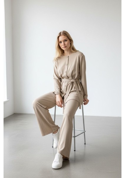 Kadın Kuşaklı Düğmeli Ikili Takım - MDS002828EFLTKM modelleri