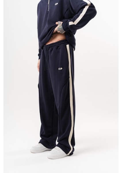 Erkek Pis Dikiş Detaylı Diagonel Baggy Eşofman Altı Lacivert fiyatları