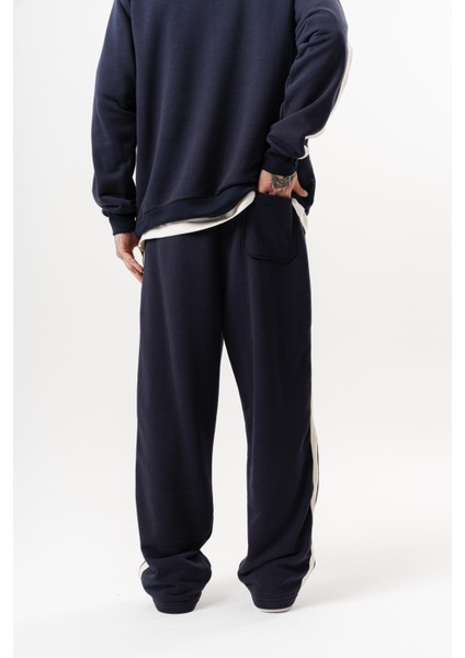 Erkek Pis Dikiş Detaylı Diagonel Baggy Eşofman Altı Lacivert fırsatları