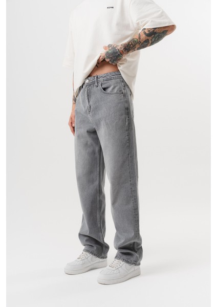 Erkek Washed Baggy Pantolon Açık Gri fiyatları