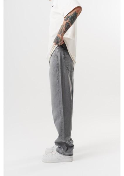 Erkek Washed Baggy Pantolon Açık Gri modelleri