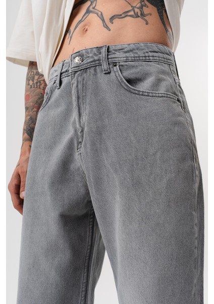 Erkek Washed Baggy Pantolon Açık Gri