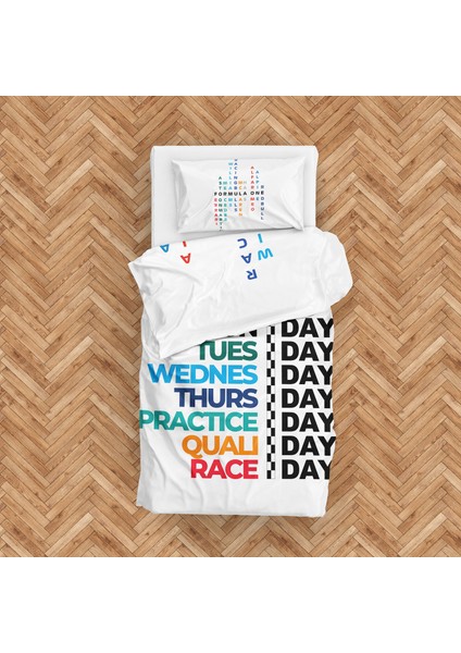 Formula 1 Week Days / F1 Teams Çift Taraflı Nevresim Takımı 160 cm x 220 cm