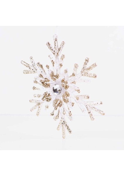 Gümüş Sim Detaylı 3D Şeffaf Kar Tanesi Asılabilir Dekoratif Süs 15 cm fiyatları