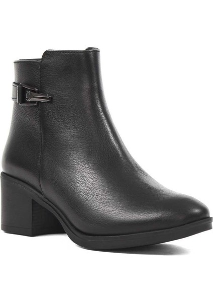 Kadın Siyah Fermuarlı Toka Detaylı Deri Bot fiyatları
