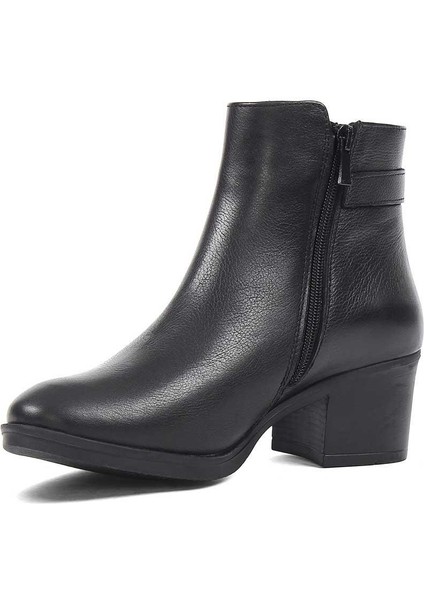 Kadın Siyah Fermuarlı Toka Detaylı Deri Bot modelleri