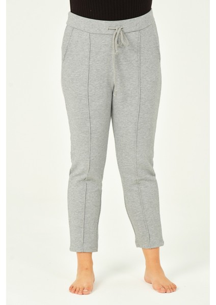 Hardal Rengi Üç Iplik Pileli Cepli Pamuklu Kadın Büyük Beden Eşofman Altı modelleri