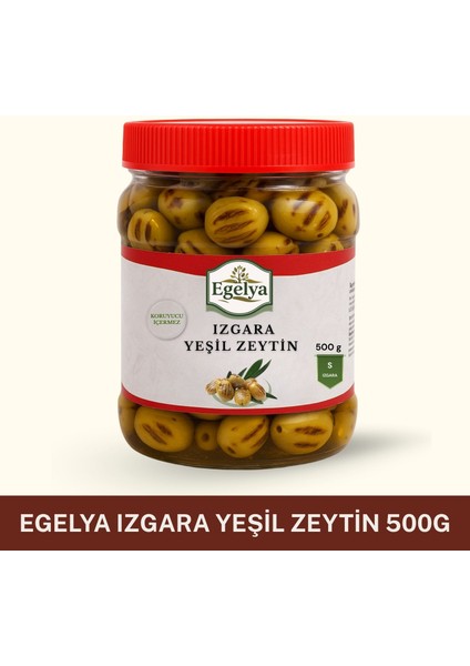 Izgara Yeşil Zeytin 500 G | Doğal, Köz Aromalı, Katkısız Lezzet