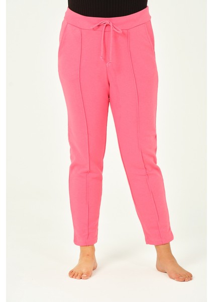 Hardal Rengi Üç Iplik Pileli Cepli Pamuklu Kadın Büyük Beden Eşofman Altı fırsatları