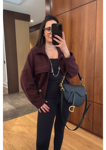 Cepli Belden Bağlamalı Fitilli Ceket- Bordo modelleri