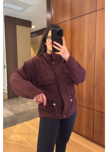 Cepli Belden Bağlamalı Fitilli Ceket- Bordo fırsatları