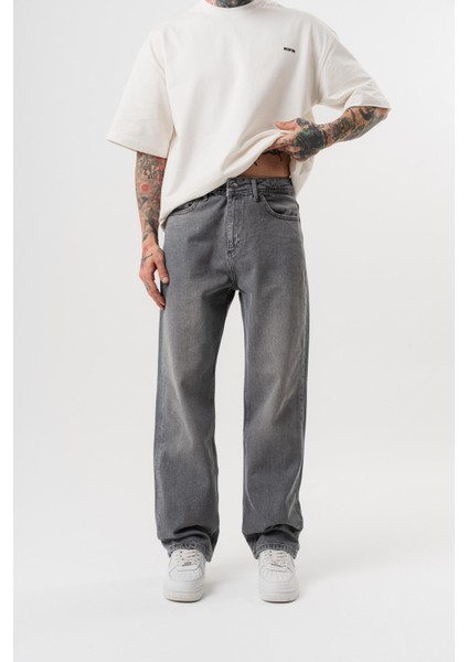 Erkek Washed Baggy Pantolon Koyu Gri