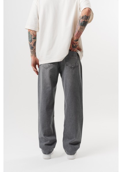 Erkek Washed Baggy Pantolon Koyu Gri fırsatları