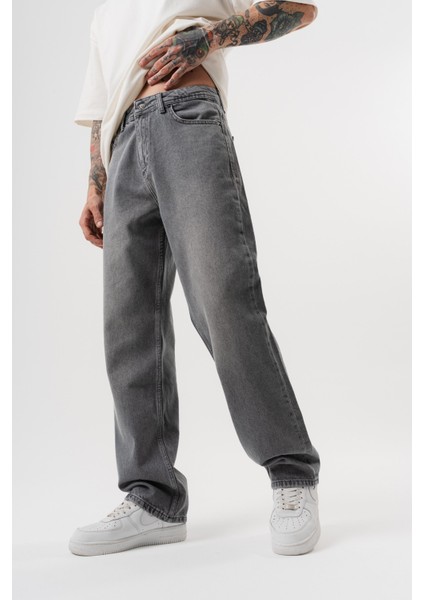 Erkek Washed Baggy Pantolon Koyu Gri indirimleri