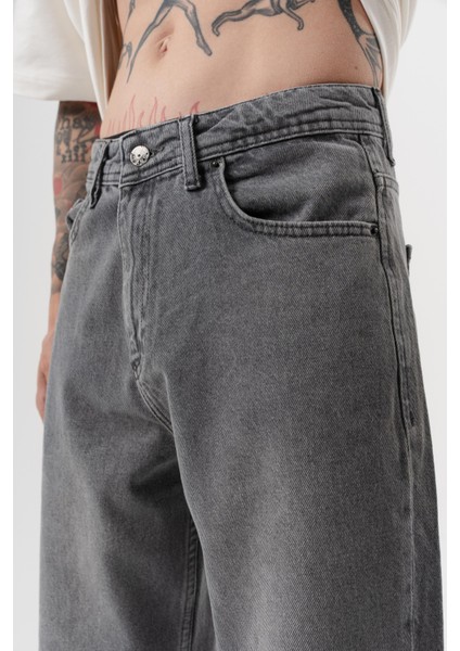 Erkek Washed Baggy Pantolon Koyu Gri