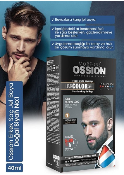 Ossıon Men Jel Saç Boyası No:1 Doğal Siyah 40ML fiyatları