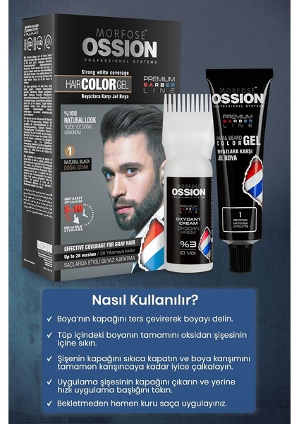 Ossıon Men Jel Saç Boyası No:1 Doğal Siyah 40ML modelleri