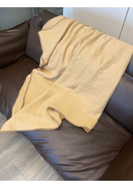 Joy Pamuk 4 Kat Müslin Throw Tv Battaniyesi & Koltuk Şalı Gold Bej fiyatları