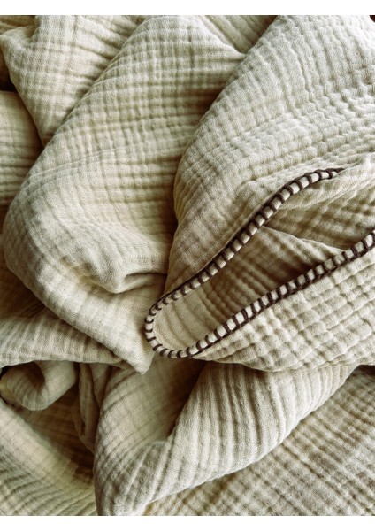 Joy Pamuk 4 Kat Müslin Throw Tv Battaniyesi & Koltuk Şalı Gold Bej fırsatları