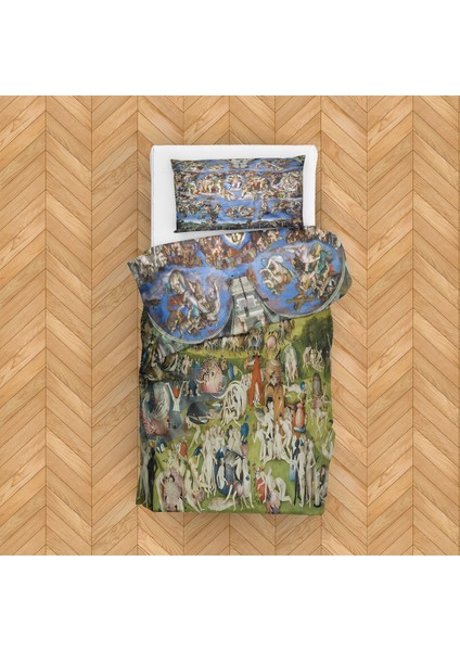 Dünyevi Zevkler Bahçesi & Son Yargı Çift Taraflı Nevresim Takımı 160 cm x 220 cm