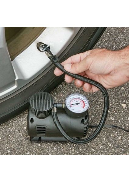® 300 Psı Güçlü Taşınabilir Hava Kompresörü–araba, Motosiklet, Bisiklet ve Top Şişirme Için Elektrikli Fişli Çakmaklıklı Lastik Şişirme Pompası fiyatları