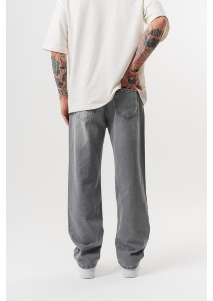Erkek Washed Baggy Pantolon Açık Gri fırsatları