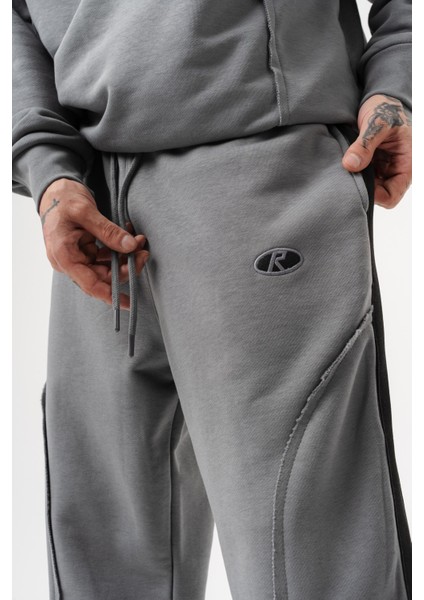 Erkek Pis Dikiş Detaylı Diagonel Baggy Eşofman Altı Gri indirimleri