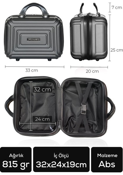 Altuğ Model Füme Renk Abs Makyaj Çantası El Valizi fırsatları