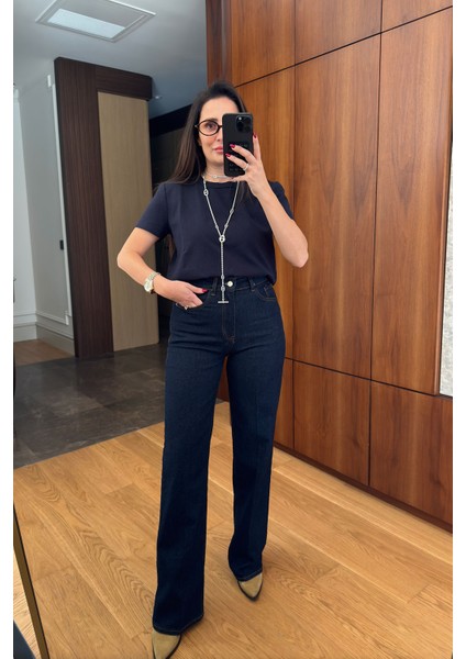 Ütü Çizgi Detay Palazzo Jean- Lacivert modelleri