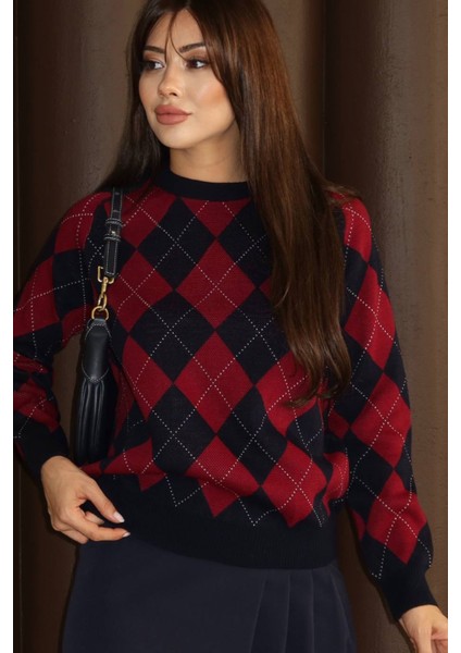 Baklava Desenli Triko Kazak