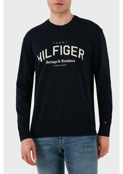 Pamuklu Regular Fit Baskılı Bisiklet Yaka Sweat Erkek Sweat MW0MW40851 Dw5