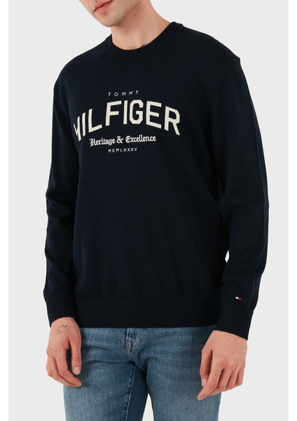 Pamuklu Regular Fit Baskılı Bisiklet Yaka Sweat Erkek Sweat MW0MW40851 Dw5 fiyatları