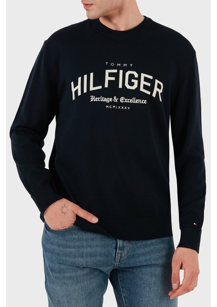 Pamuklu Regular Fit Baskılı Bisiklet Yaka Sweat Erkek Sweat MW0MW40851 Dw5 modelleri