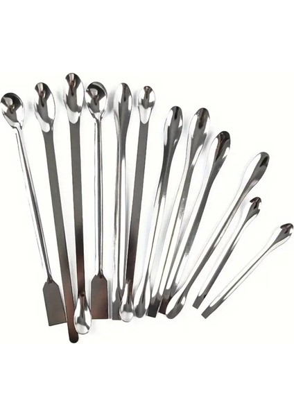 12 Adet Paslanmaz Çelik Laboratuvar Kaşığı