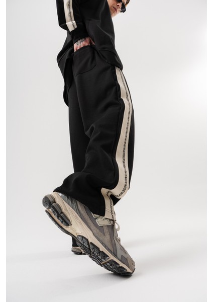 Erkek Ffb Şerit Detaylı Kışlık Doubleface Baggy Eşofman Altı Siyah indirimleri