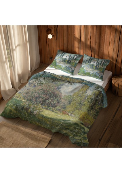 Landscape: The Parc Monceau & Kirche In Cassone Am Gardasee Nevresim Takımı 160 cm x 220 cm